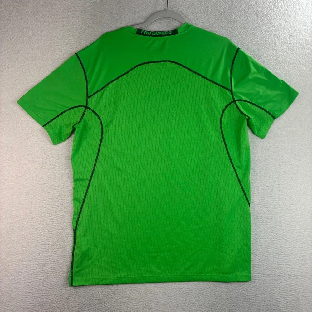 Nike Pro Combat Shirt Men XL Green Fitted Dri Fit Stretch Athletic Gym Training